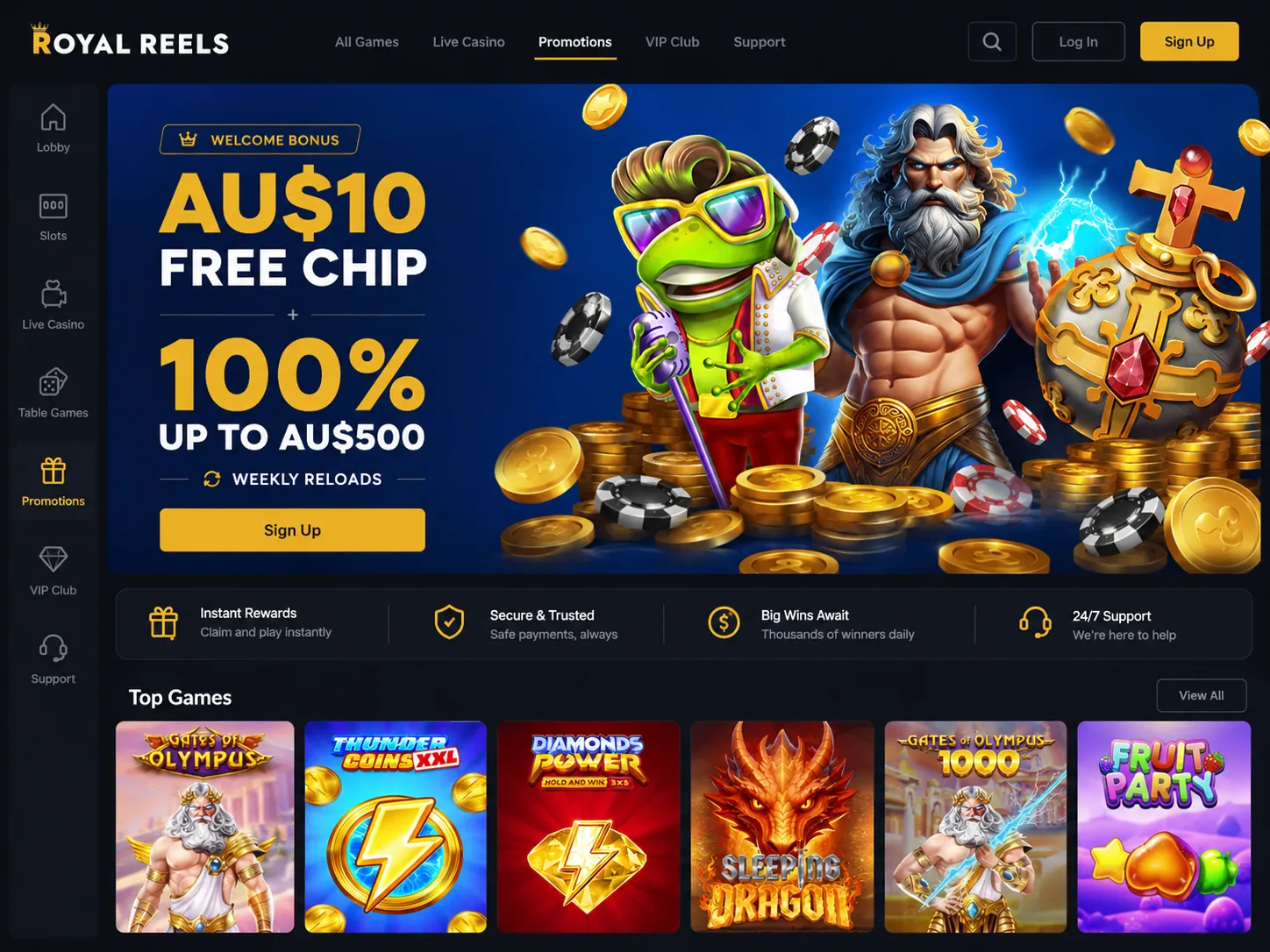 Royal Reels Casino Australia lobby